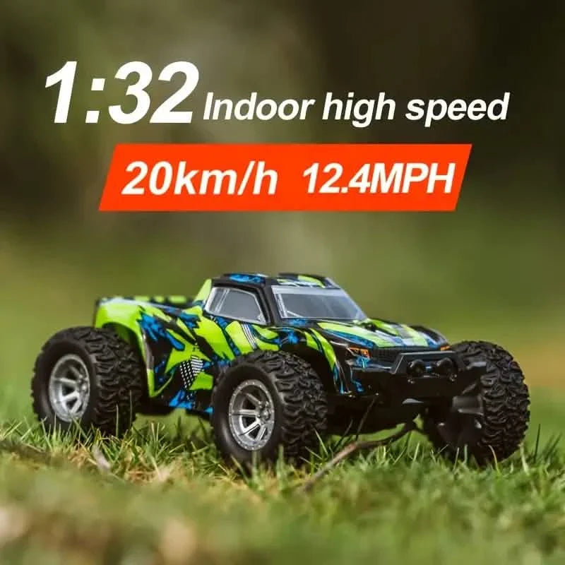 Voiture télécommandée RC à l'échelle 1:32 – 20 km/h, 2,4 GHz, Rouge et Vert