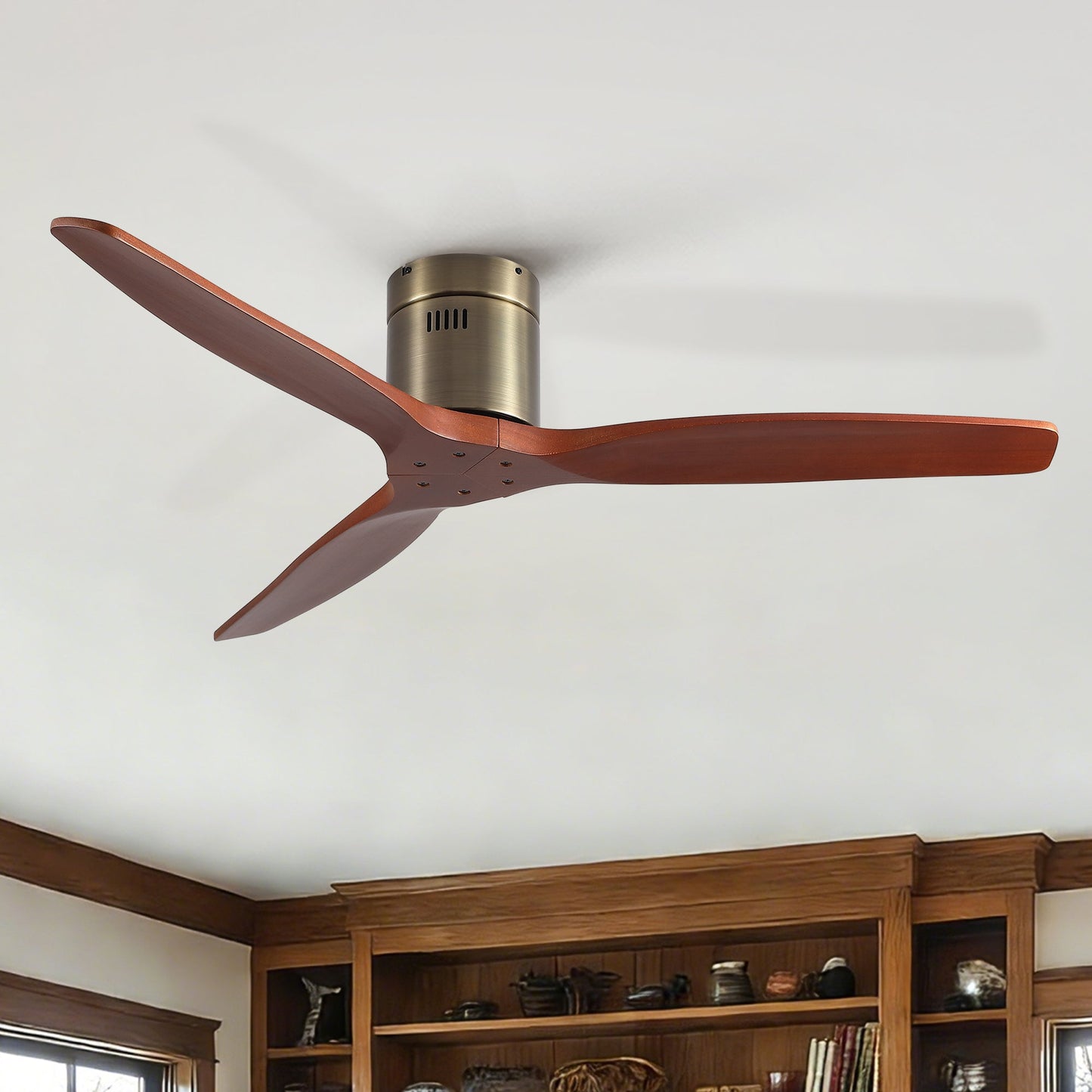 52 Inch American Farmhouse Rustic Elegance Classical Solid Wood Ceiling Fan