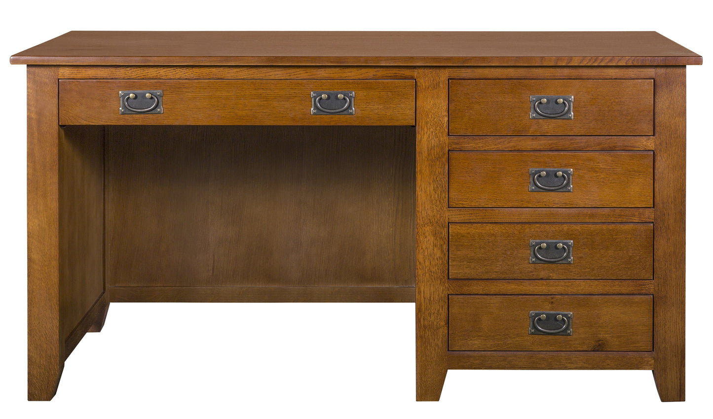 Mission Quarter Sawn Oak 5 Drawer Library Desk
