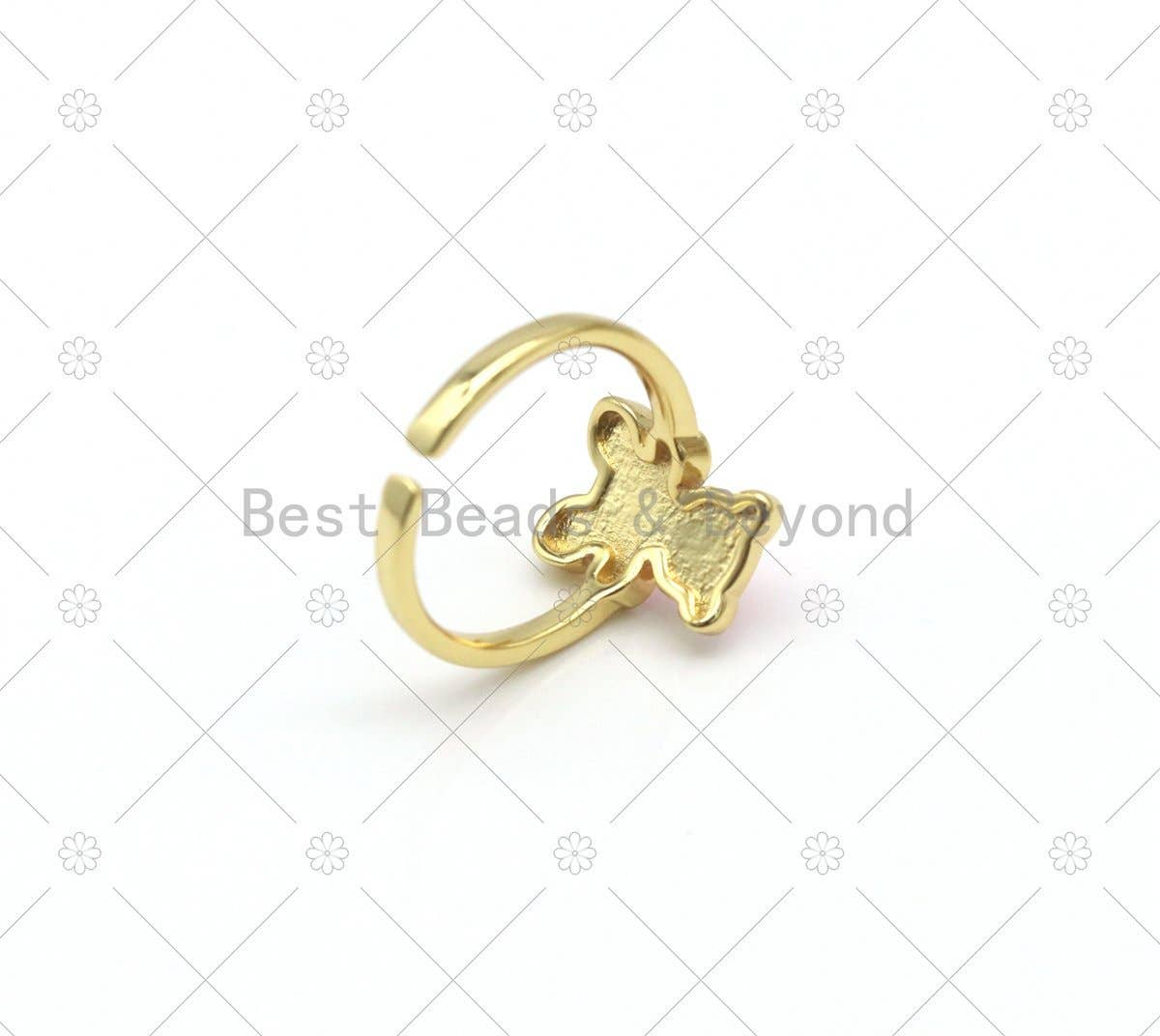 Colorful Enamel Teddy Bear Adjustable Ring, Sku#LD170