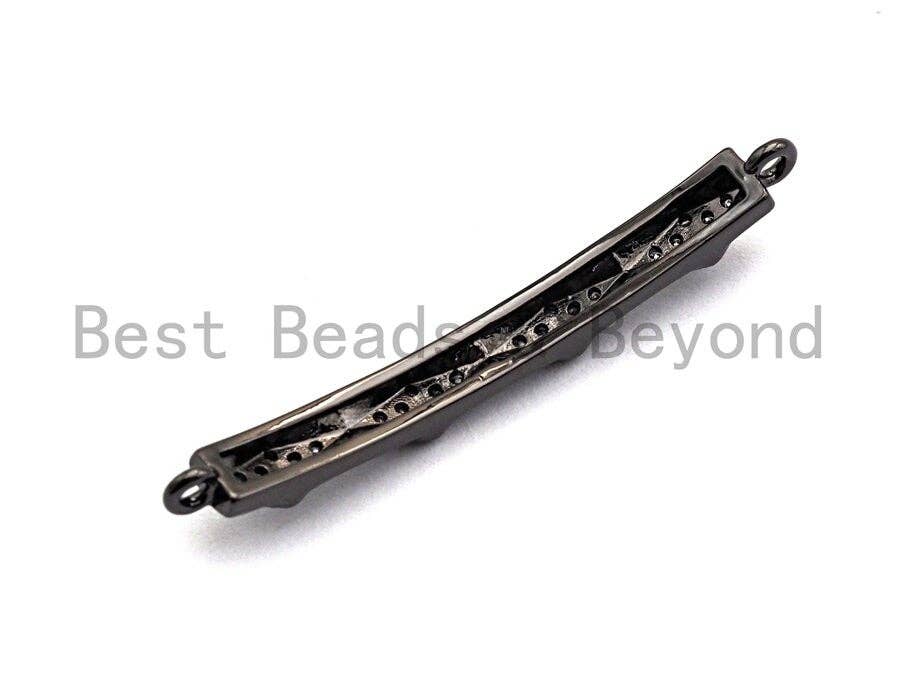 Clear CZ Micro Pave 4x38mm Bar shape Two Hole Bracelet Connector, Cubic Zirconia Connector/Link,sku#E488C
