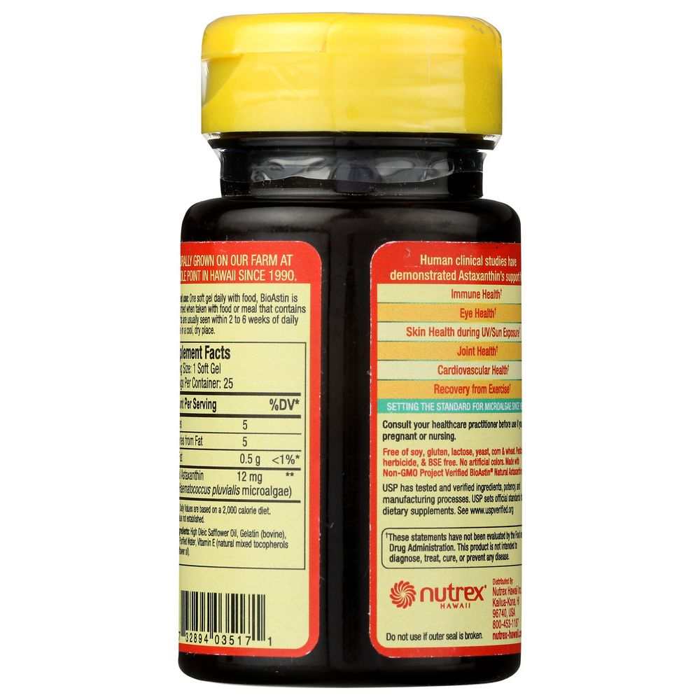NUTREX: BioAstin Hawaiian Astaxanthin Dietary Supplement Nature's Strongest Antioxidant, 25 Sg