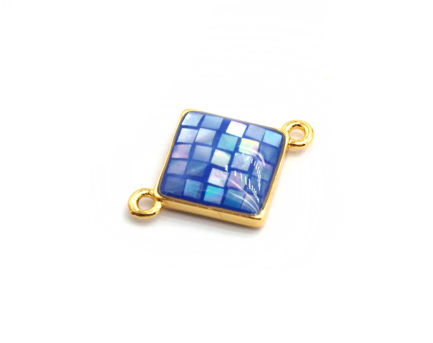 Natural Cobalt Shell Rhombus Shape Charm, 18x14mm, Sku#Z284