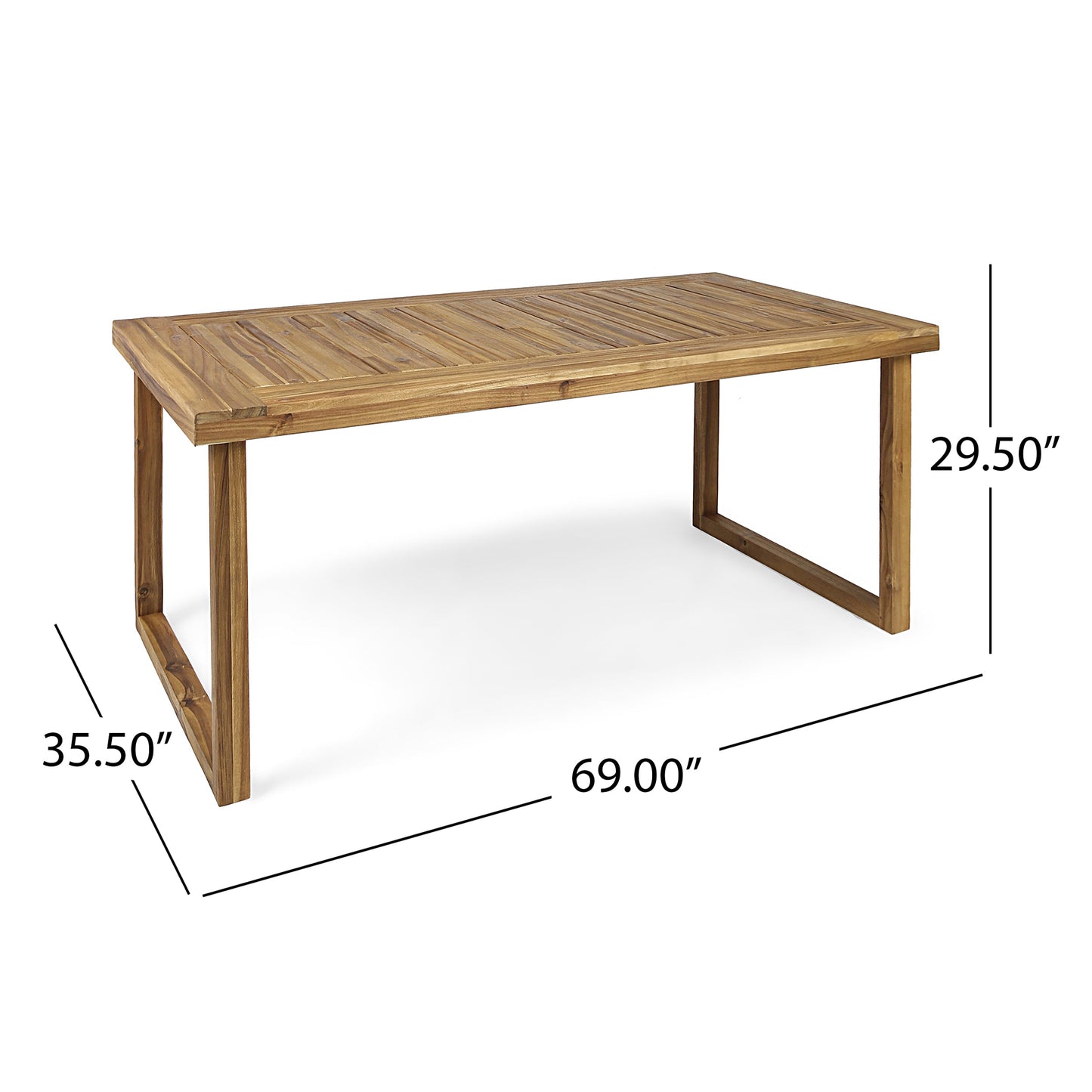 Outdoor 69" Acacia Wood Dining Table, Sandblast