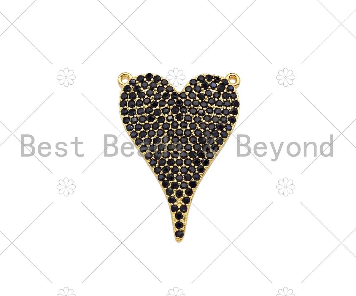 Gold Filled Black CZ Micro Pave Heart Shape Pendant, 18K Gold Filled Heart Charm, Necklace Bracelet Charm Pendant,20x28mm,Sku#LK332