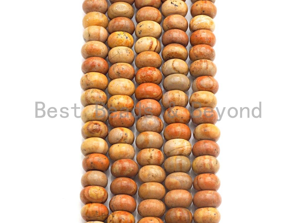 2mm Large Hole Natural Rhodonite Beads, Rondelle Smooth 6x10mm/5x8mm, 8" Long Strands, sku#U704