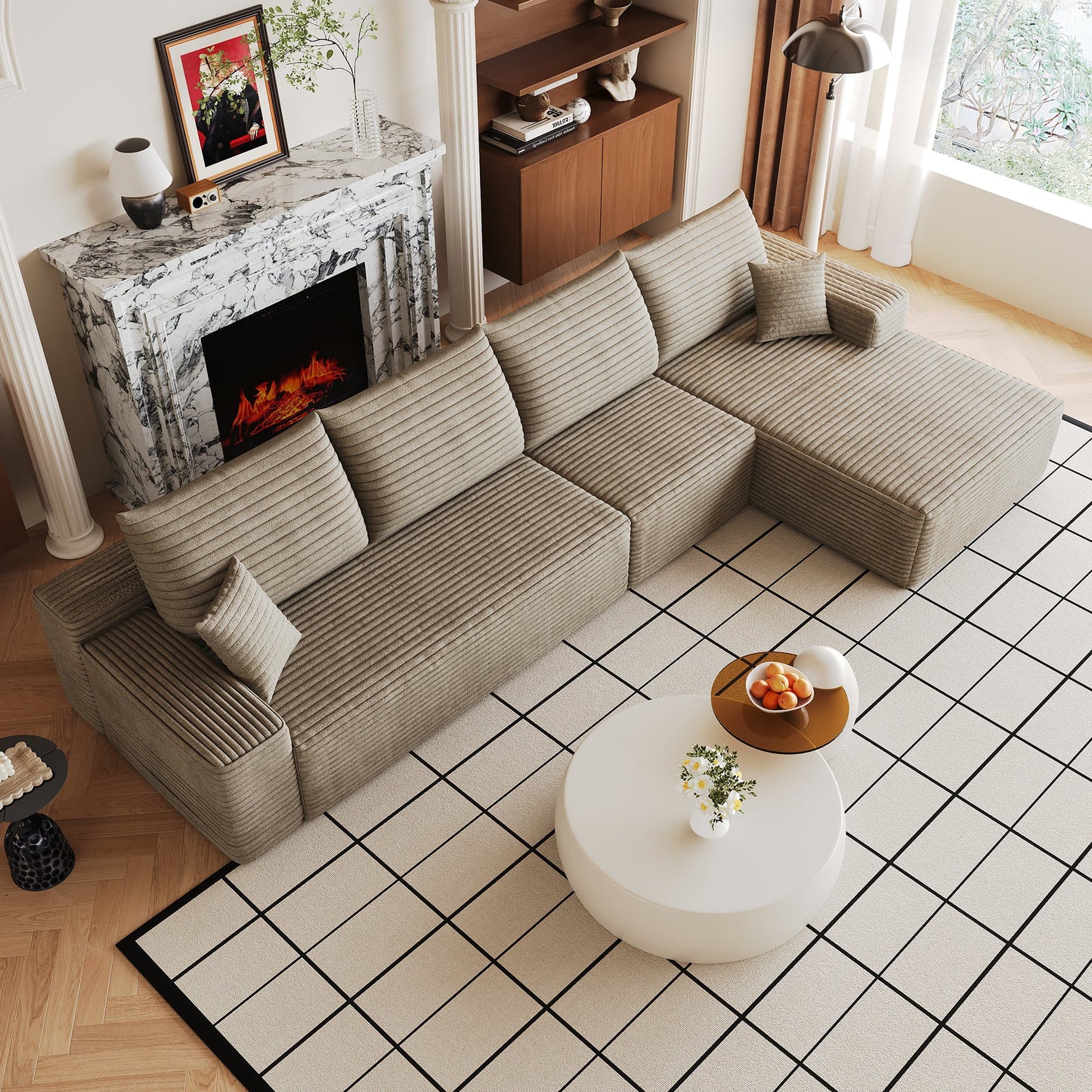 134" Cloud Sectional Couch with L-Shape Chaise