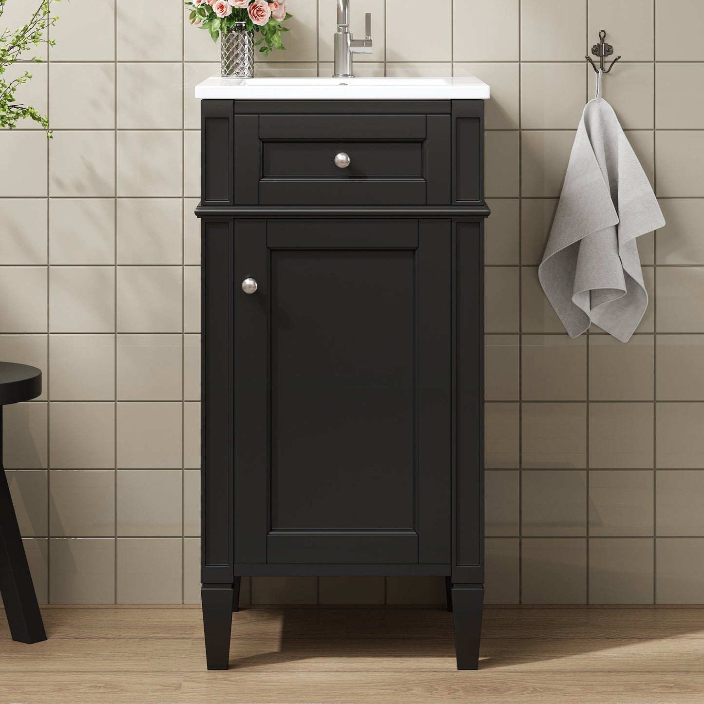 16-Inch Bathroom Vanity with Ceramic Sink