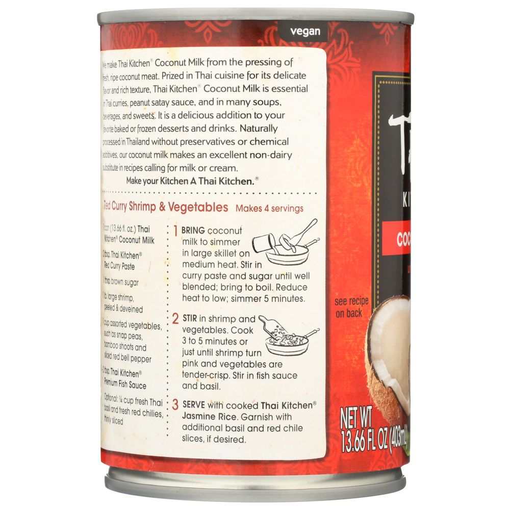 THAI KITCHEN Coconut Milk Unsweetened - 14 oz for Curries & Desserts