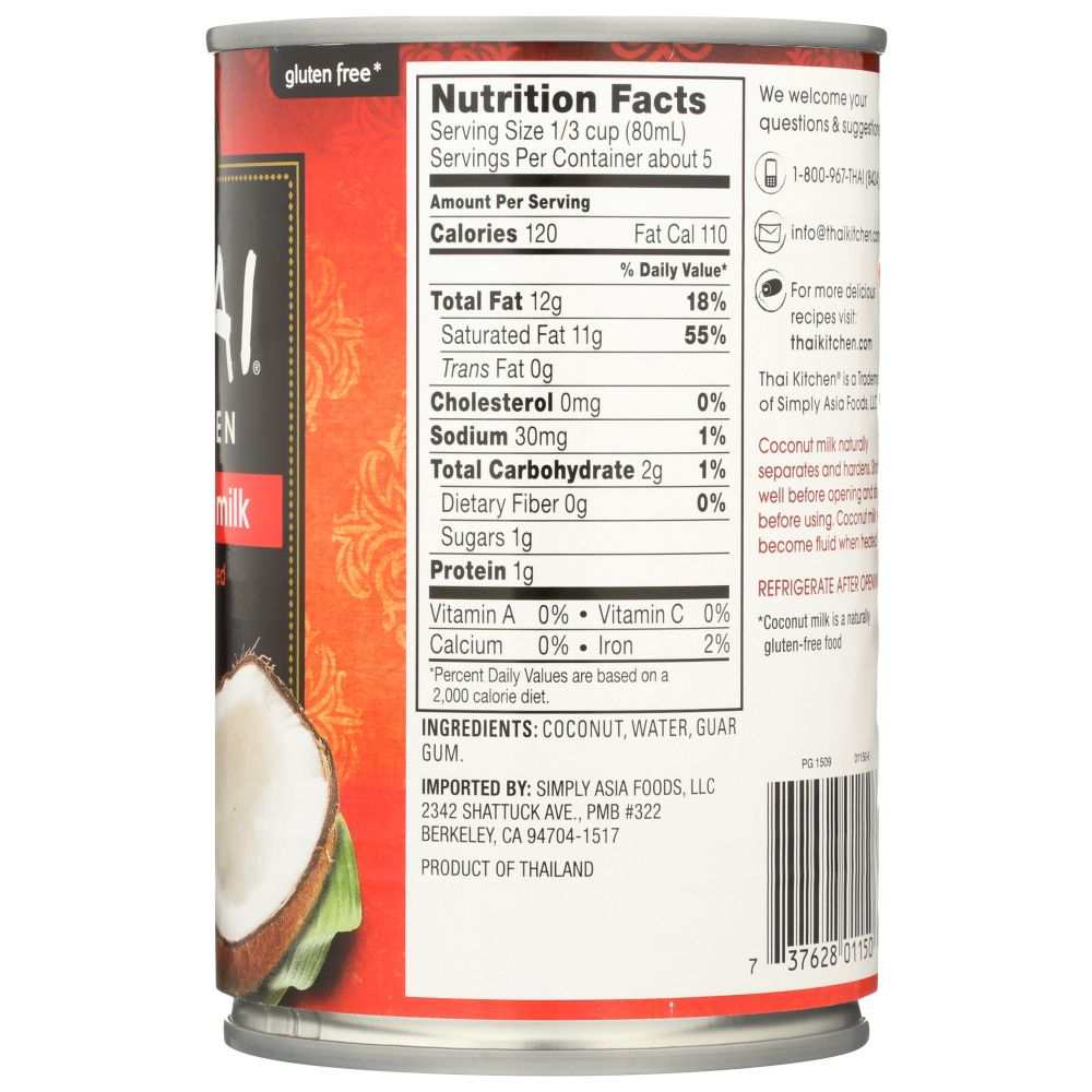 THAI KITCHEN Coconut Milk Unsweetened - 14 oz for Curries & Desserts