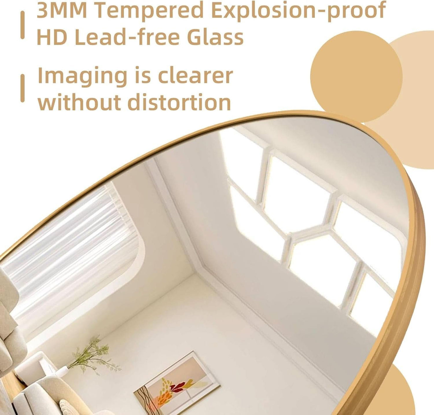 Arched Full Length Mirror 71x32 Inches Gold Aluminum Floor