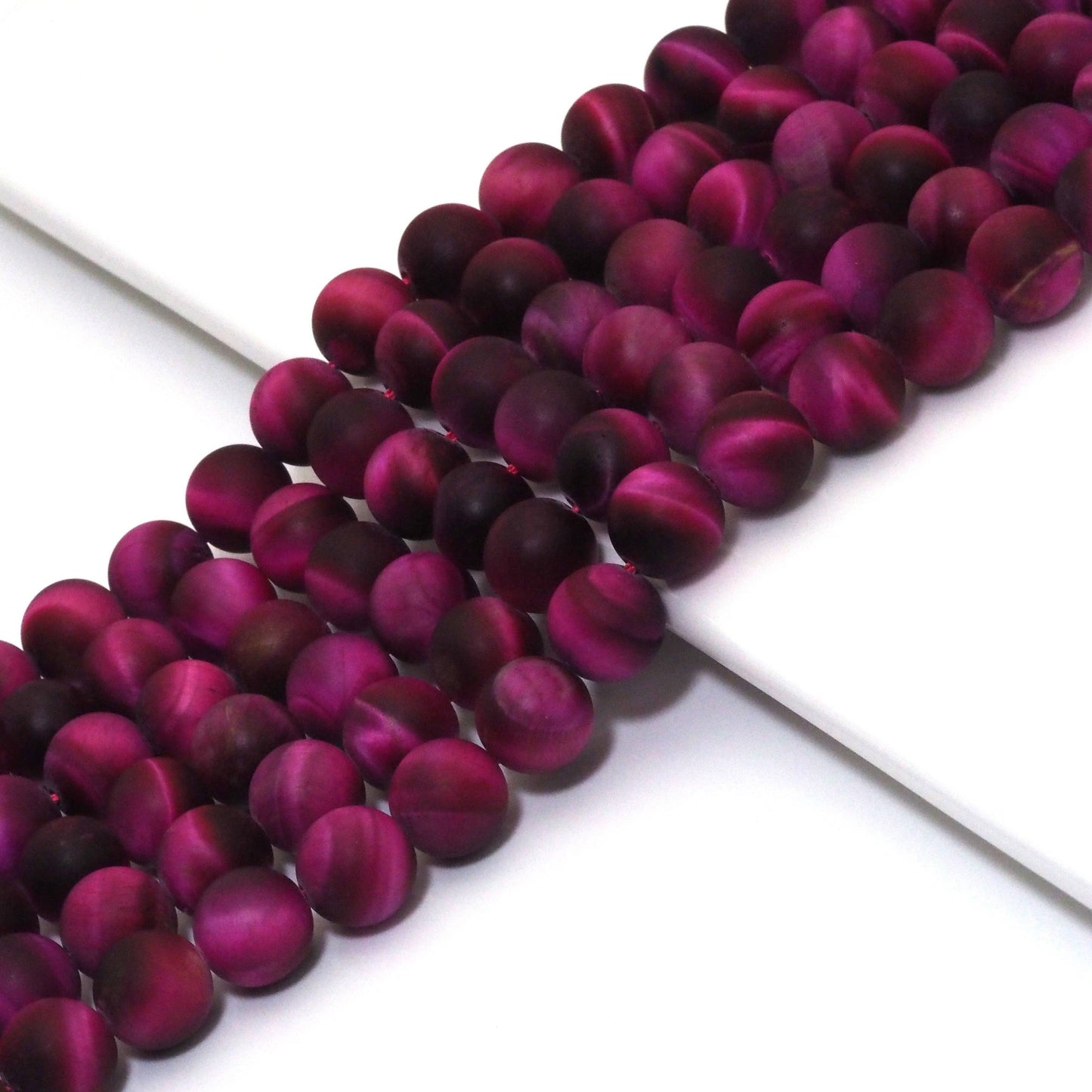 High Quality Fuchsia Tiger Eye Matt Round Smooth Beads, 8mm/10mm/12mm, Sku#UA302