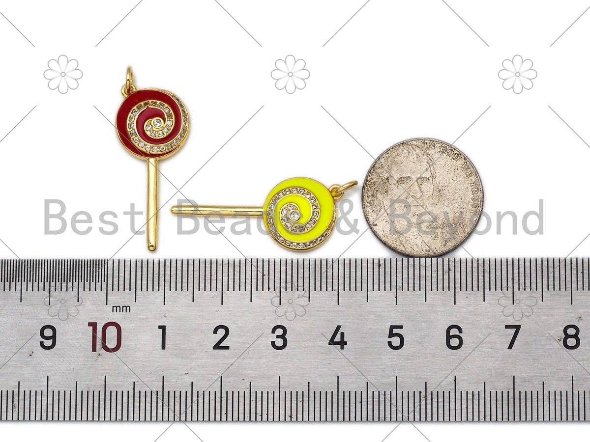 Enamel Colorful Lollipop Shape Pendant,18K Gold Filled CZ Micro Pave Lollipop Charm,Enamel Pendant,Enamel Jewelry,13x30mm,sku#L588