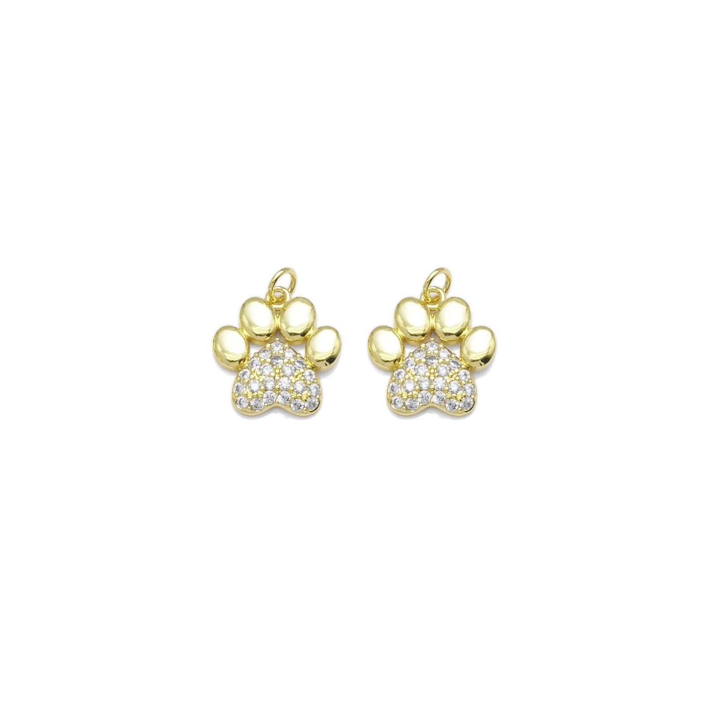 Gold Silver CZ Paw Print Charm, Sku#LK908