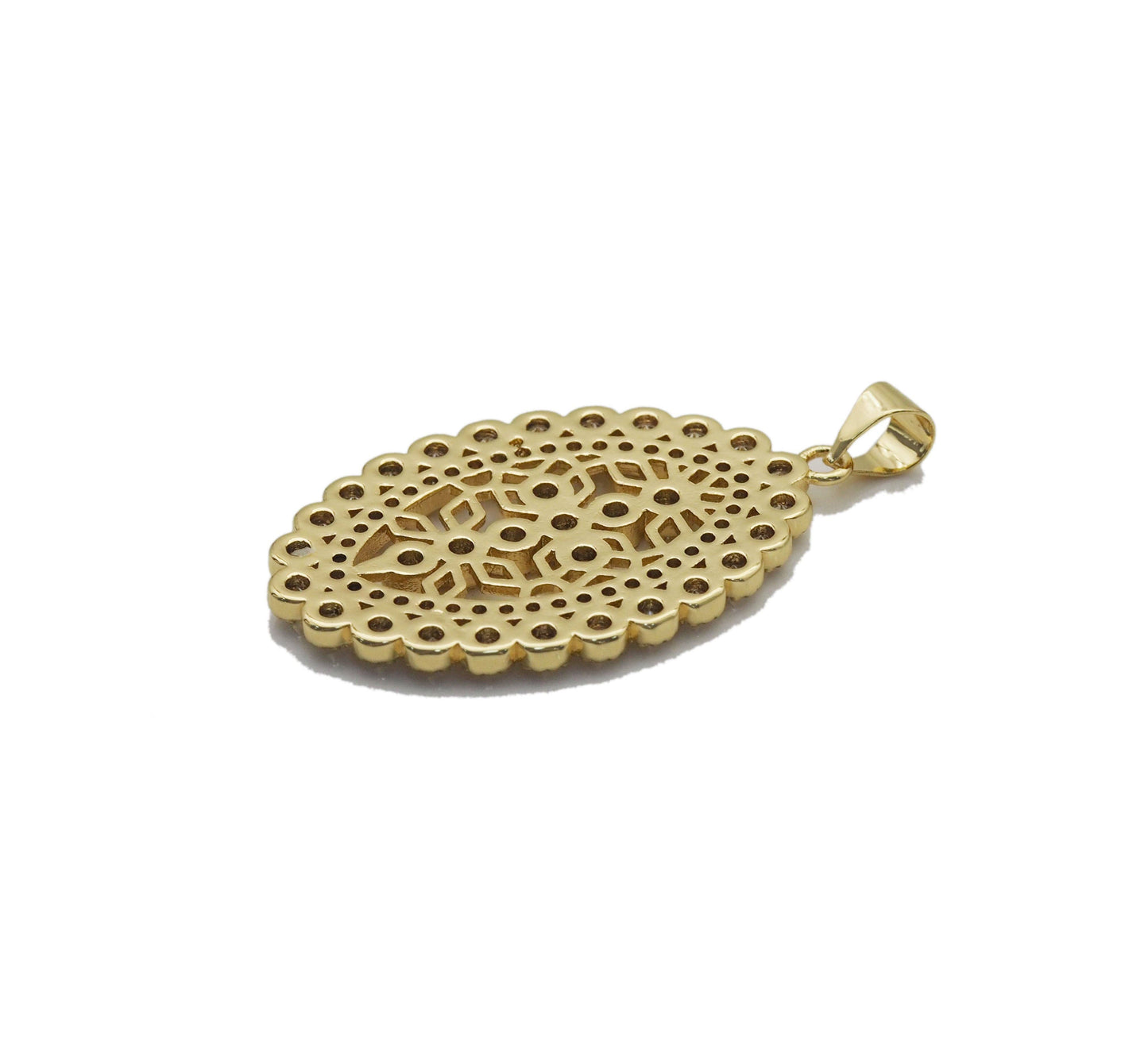 Diamond Cross Oval Charm, Sku#LX178