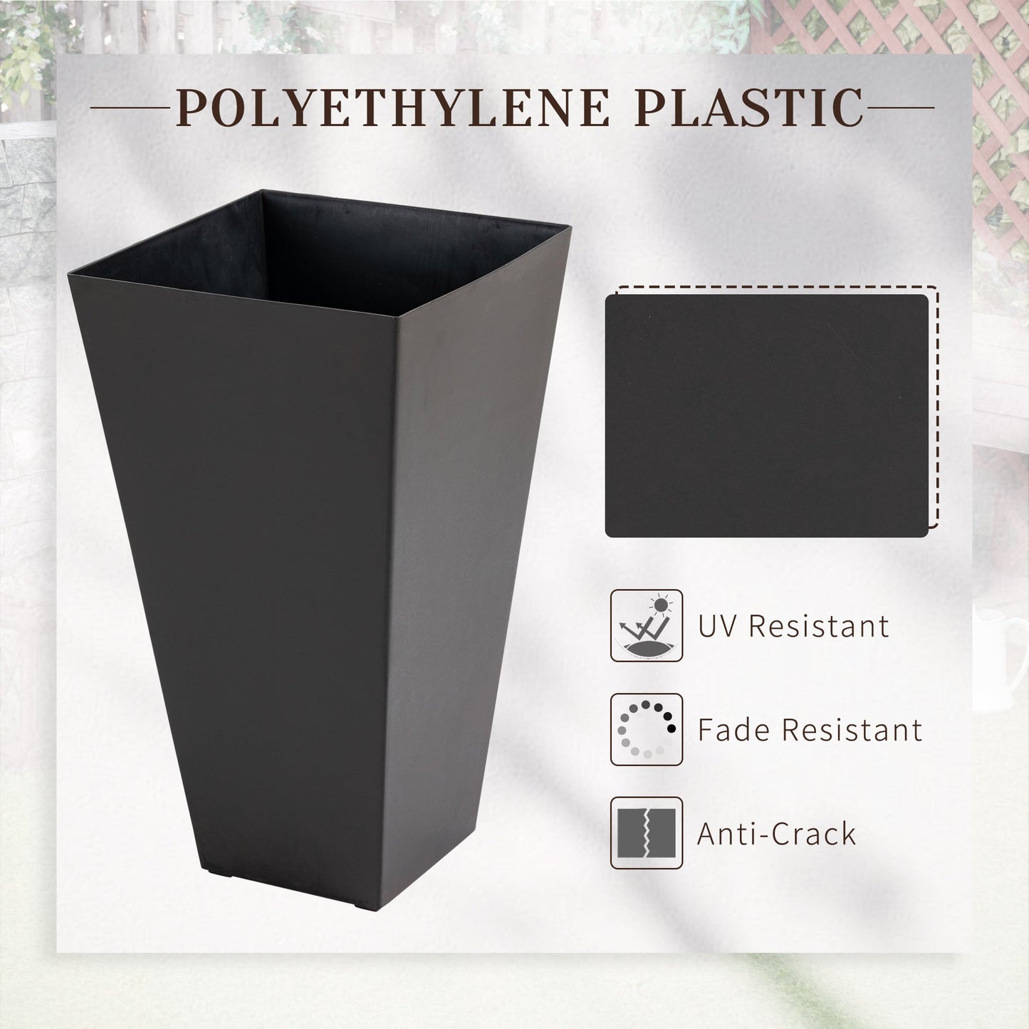 Outsunny Set of 3 Tall Planters with Drainage Hole, 28"