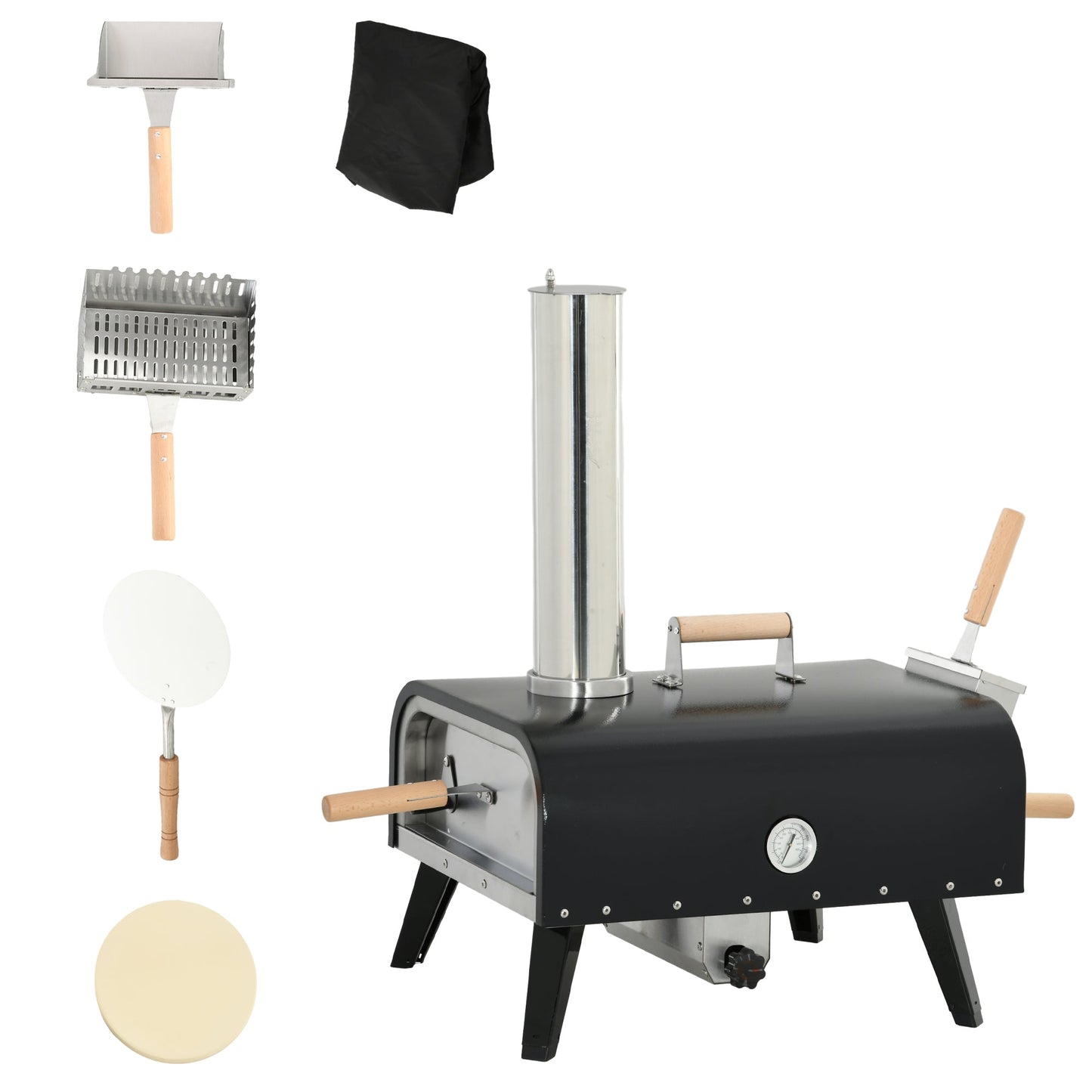 Outsunny Outdoor Pizza Oven with 12" Rotating Stone