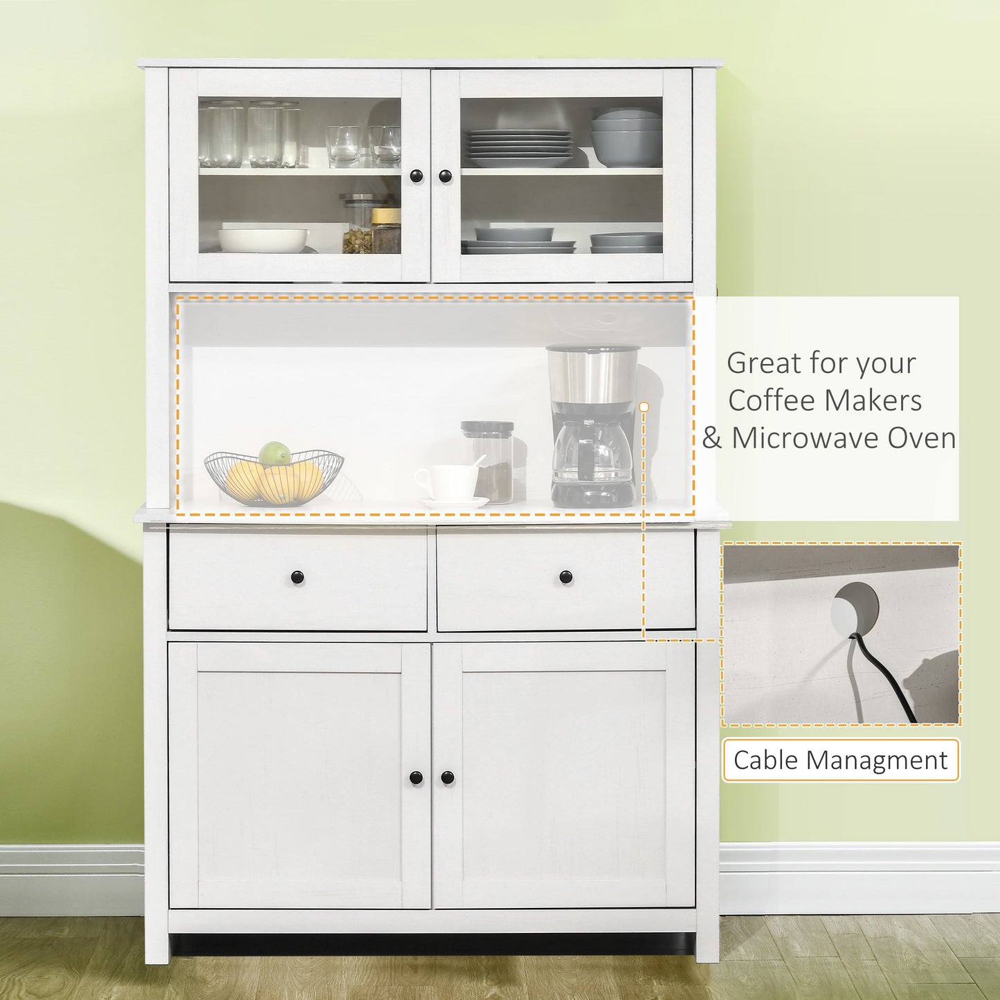 HOMCOM 63.5" Kitchen Buffet with Hutch