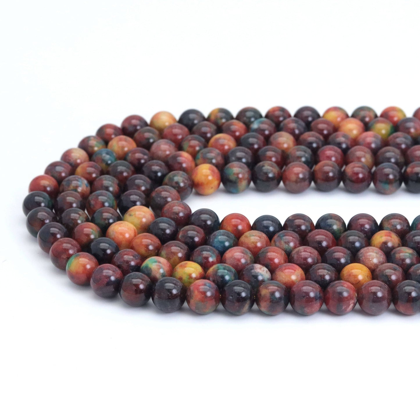 Red Brown Green Jade Round Smooth Beads, Sku#U2015