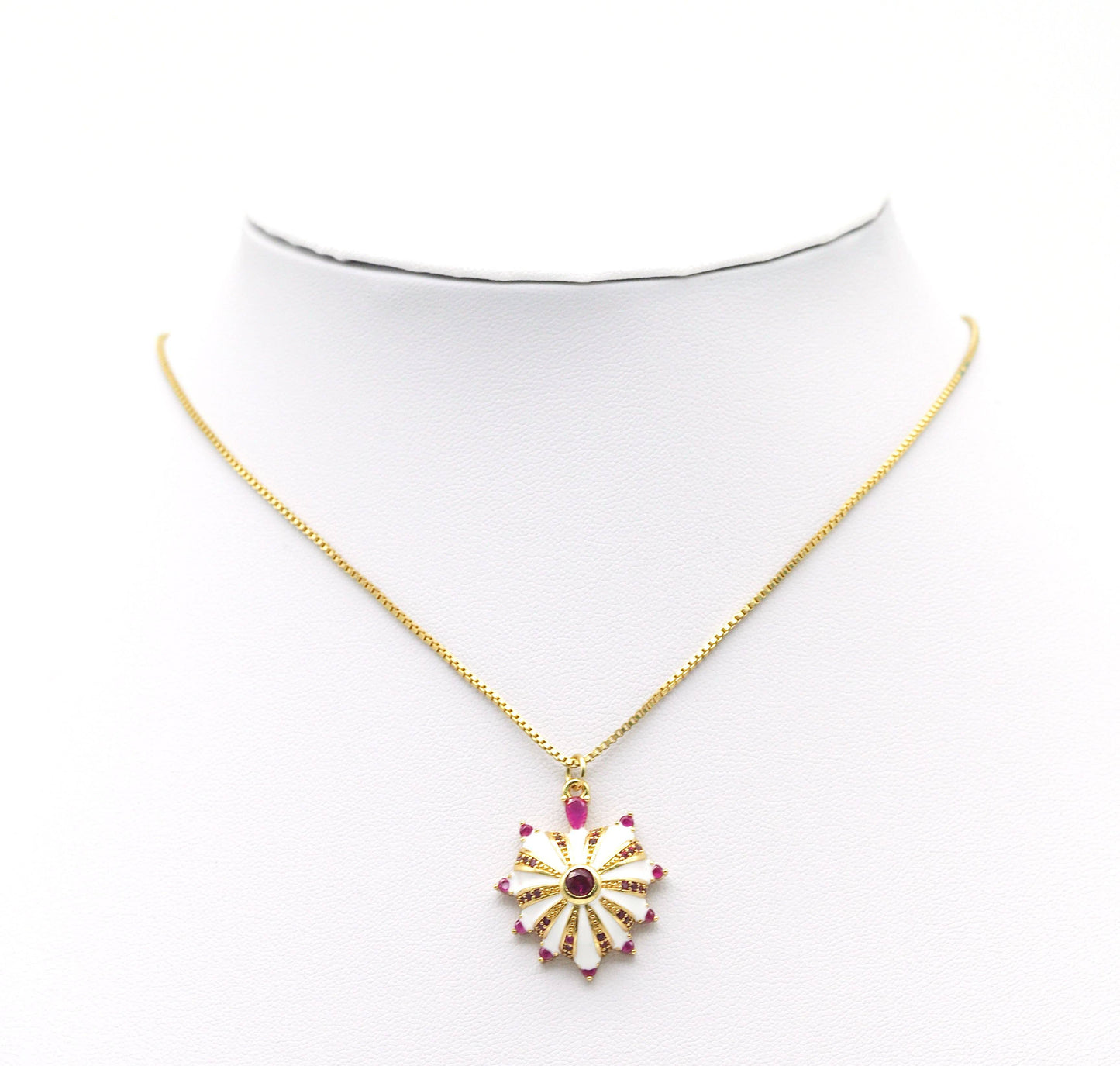 CZ White Enamel Radial Heart Charm, Sku#LX43