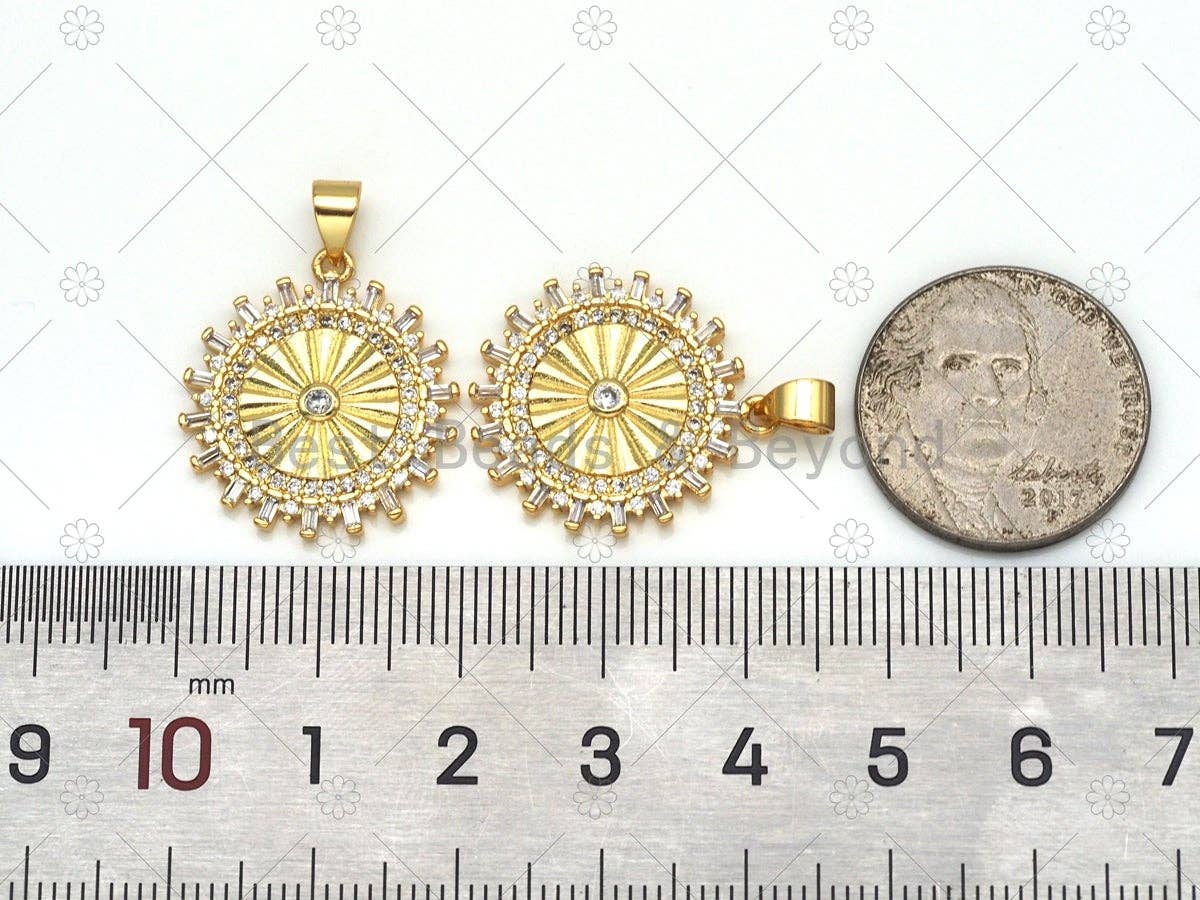 CZ Radical Coin Wheel with baguette CZ Charm, Sku#LK560