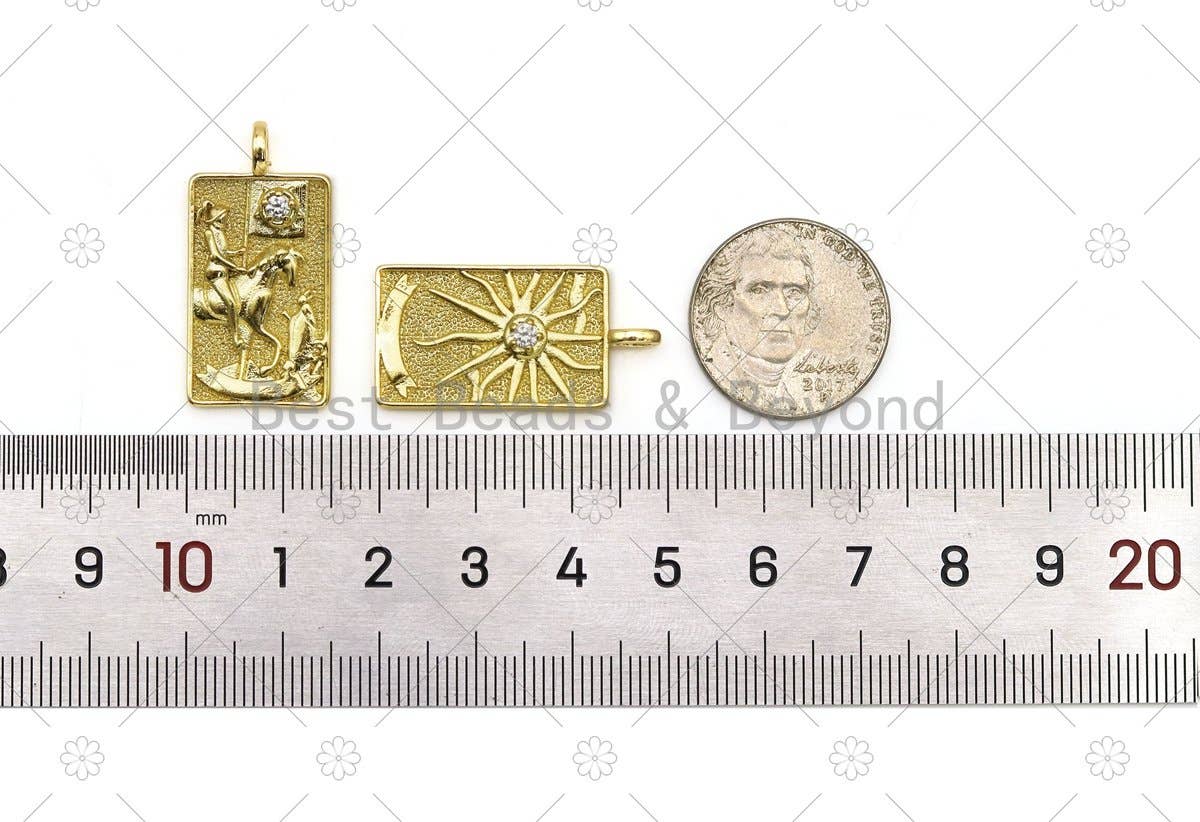 Gold Tarot Card Pendant, Sku#Z1422