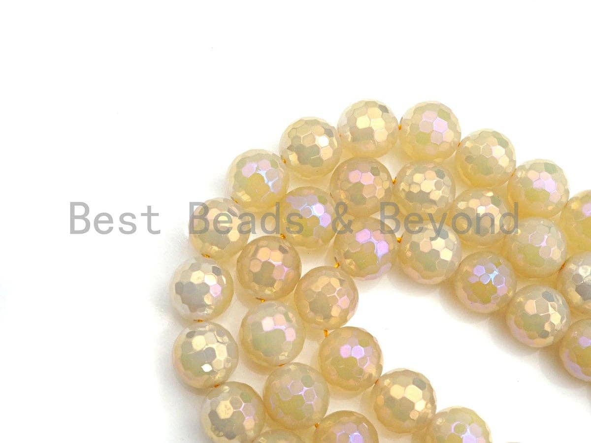 NEW Mystic Plated Natural Golden AB color Agate beads, 6mm/8mm/10mm/12mm Agate, 15.5" Full Strand, Sku#U755C
