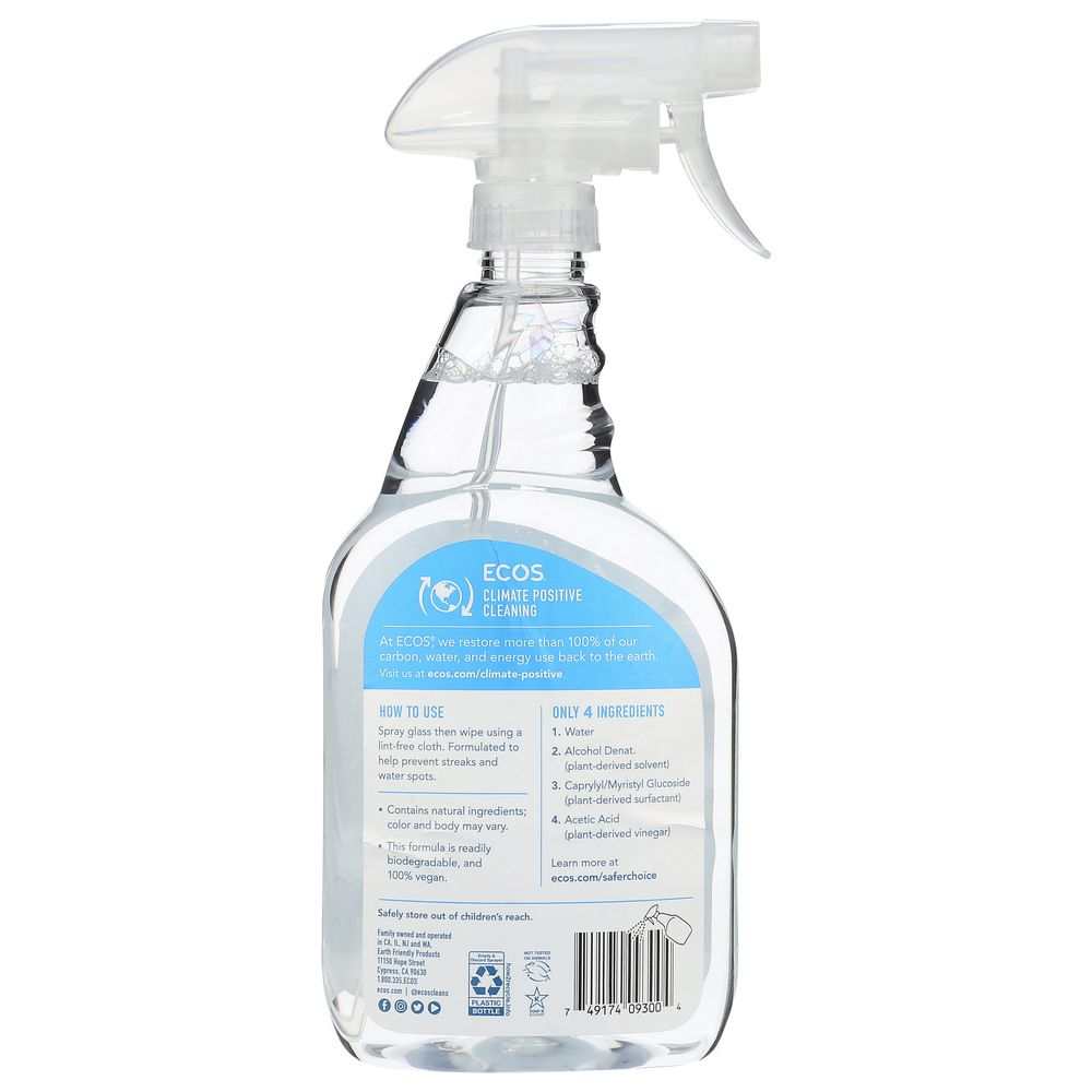 EARTH FRIENDLY Window Cleaner with Vinegar -22oz for Streak-Free Shine