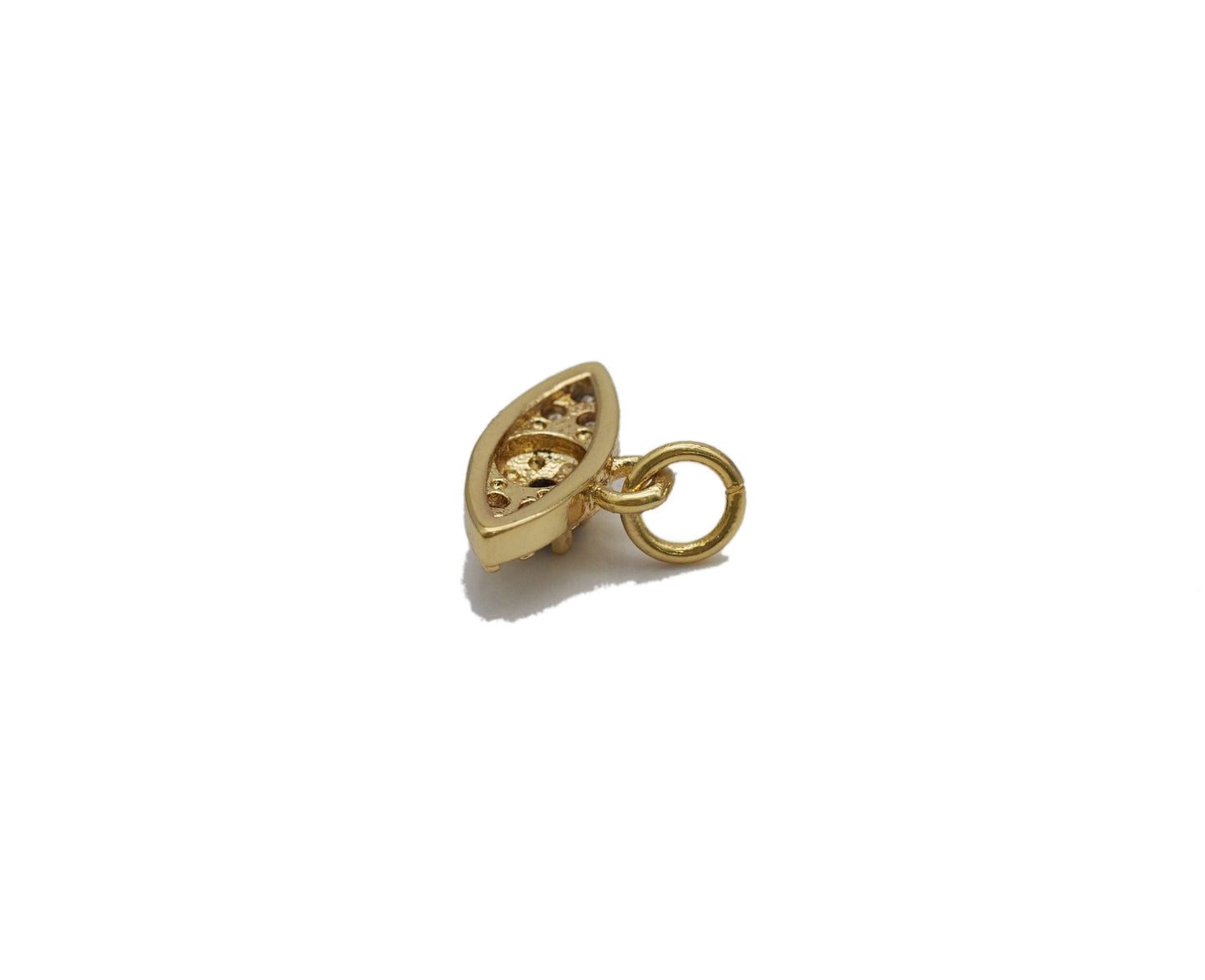 Gold CZ Pave Blue Evil Eye Charm, Sku#LK716