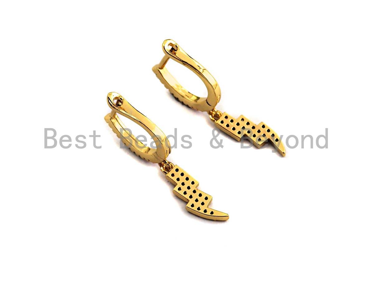 Rainbow CZ Latch Back Lightning Earring Wires, Sku#J145