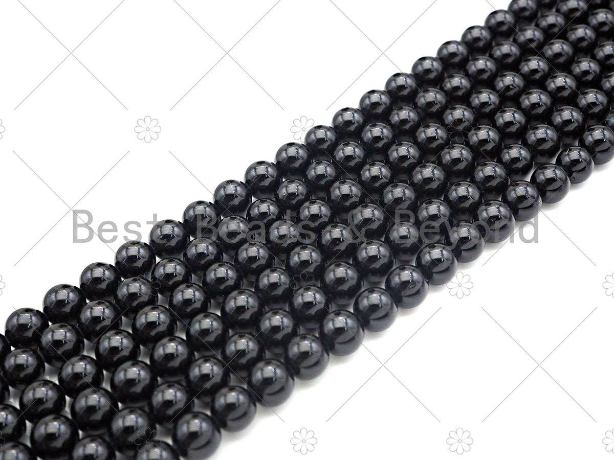 High Quality Natural Black Spinel Round Smooth Beads, 3mm/6mm/8mm Genuine Spinel Beads, 15.5'' Full Strand, Sku#U1156