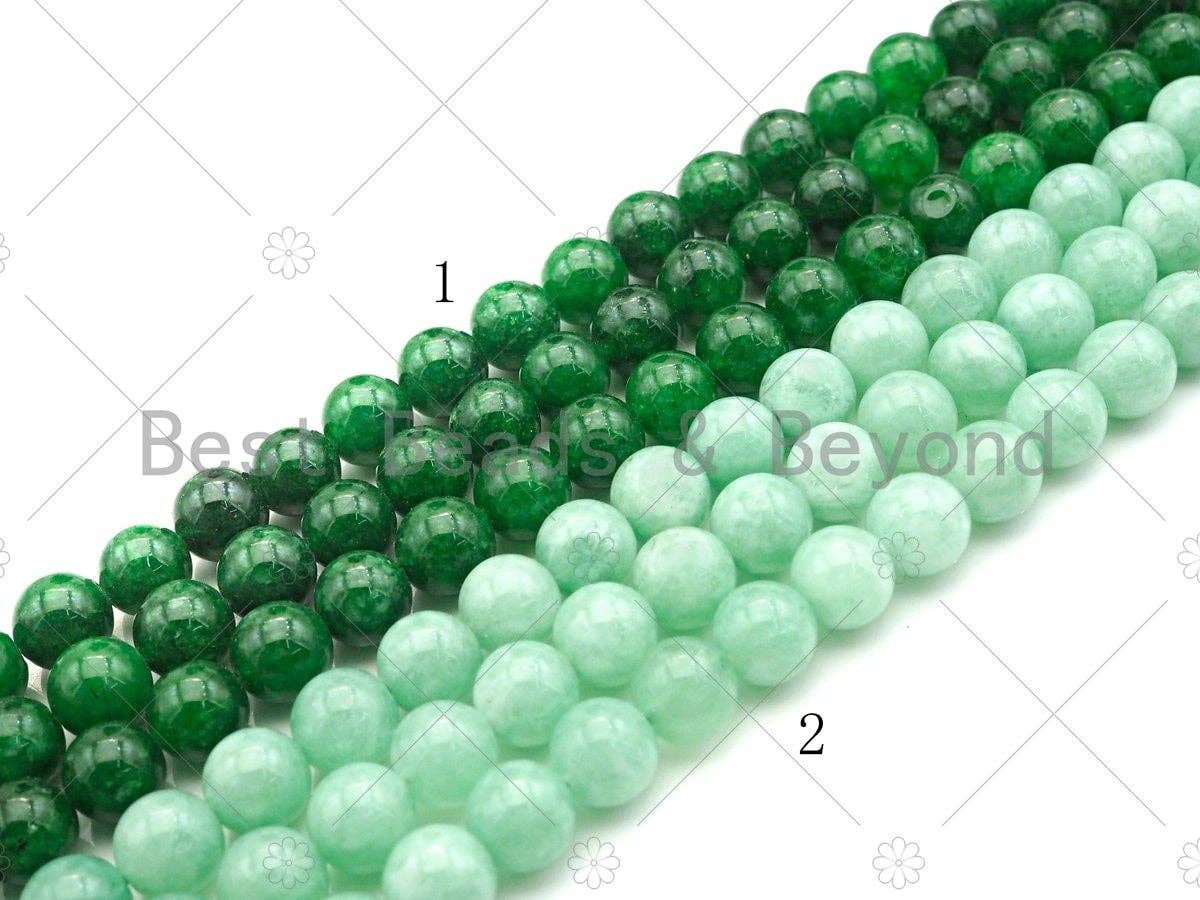 Natrual Emerald/Angelite Jade, 6mm/8mm/10mm Round Smooth Jade, Dyed Jade, 15.5'' Full Strand, Sku#U1000c