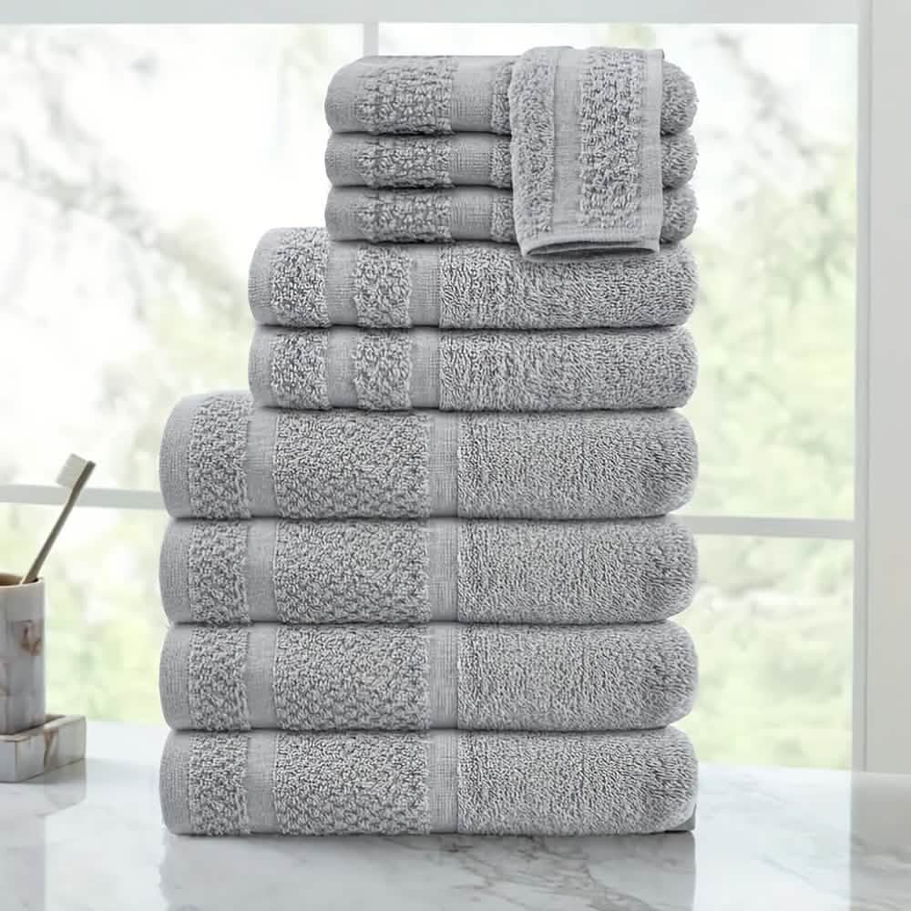 Ensemble de serviettes de bain en coton gris (10 à 32 pièces)