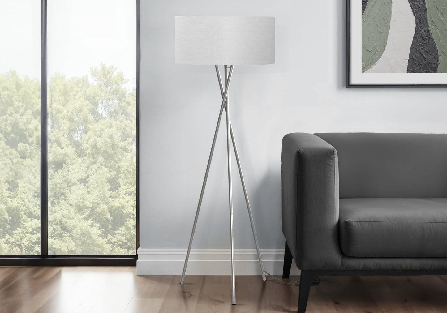 62" High Floor Lamp in Nickel Metal