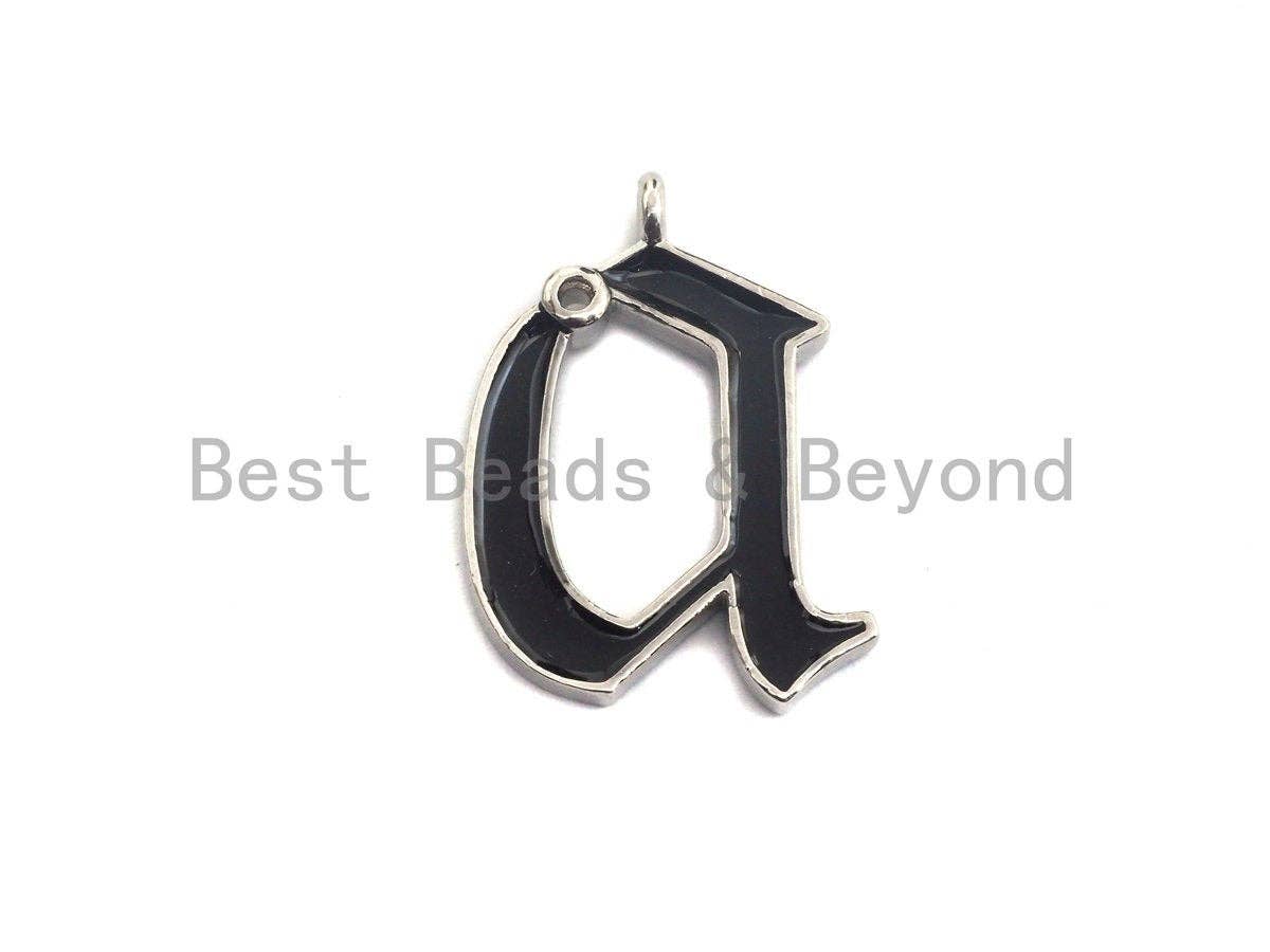 Enamel pave alphabet letter, Alphabet Charms, Initial Alphabet Letters, Custom Naming Pendants, Initial Letter a Pendant,17x23mm, sku# B121