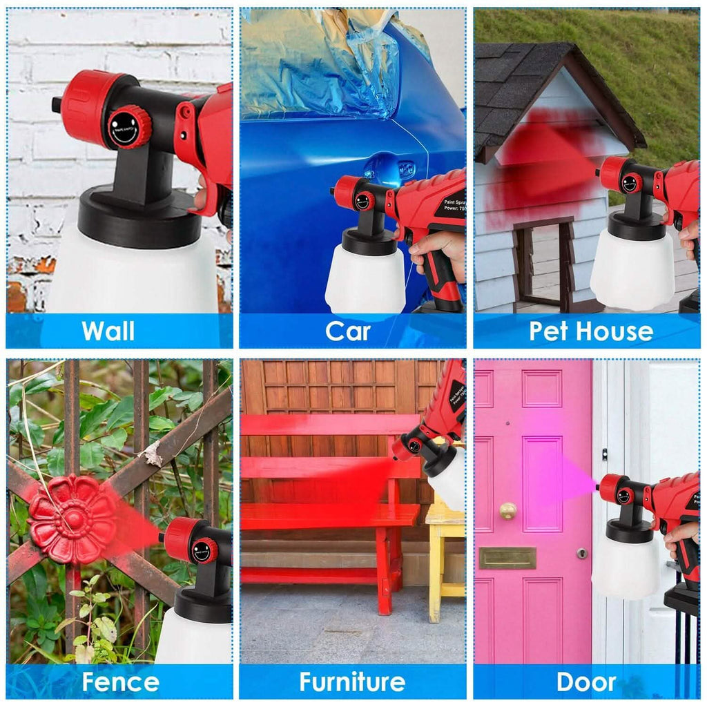 750W Electric Paint Sprayer Handheld with 3 Spray Patterns
