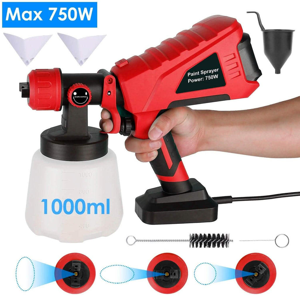 750W Electric Paint Sprayer Handheld with 3 Spray Patterns