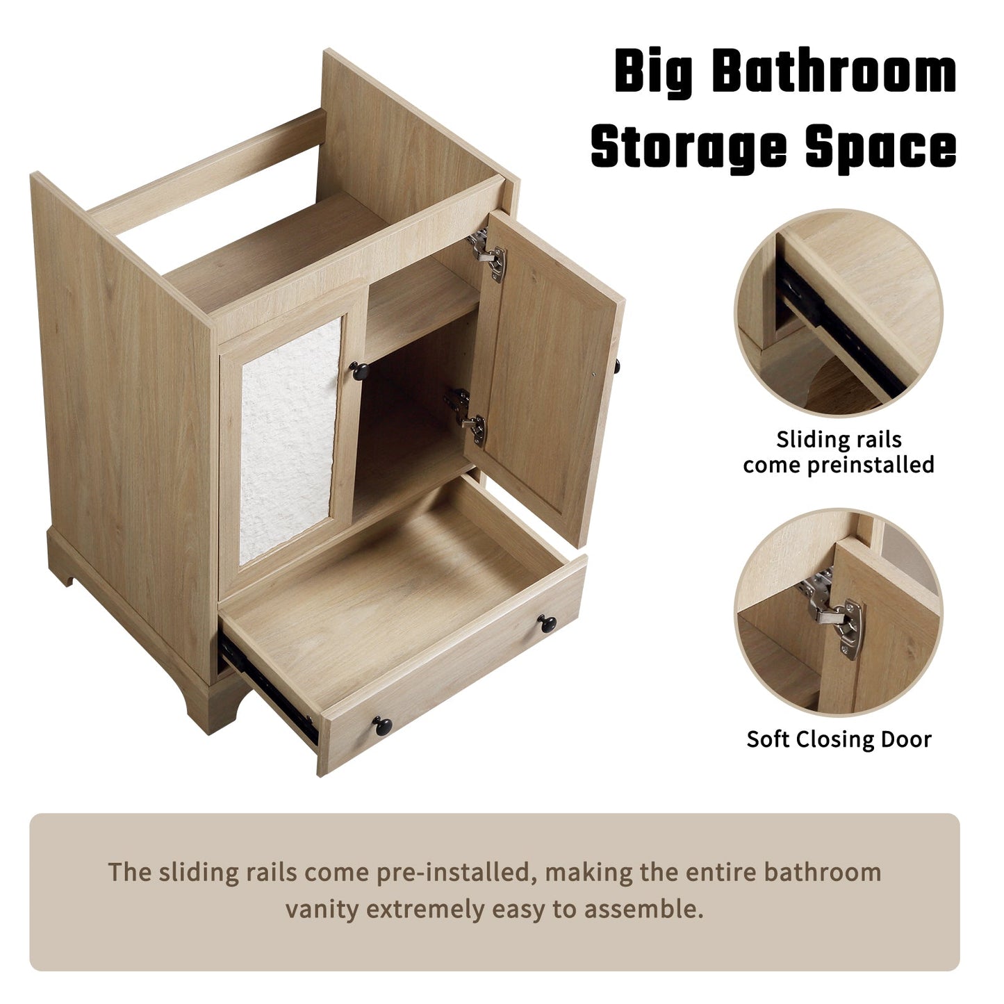 Modern Bathroom Vanity with Ceramic Basin and Drawer