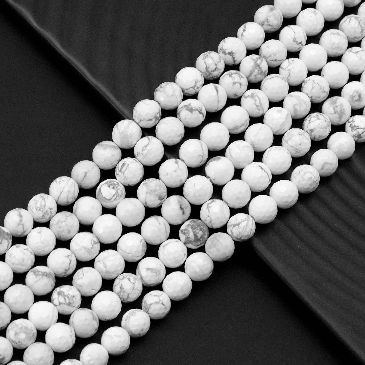 Genuine Howlite Round Faceted Beads, Sku#U1776