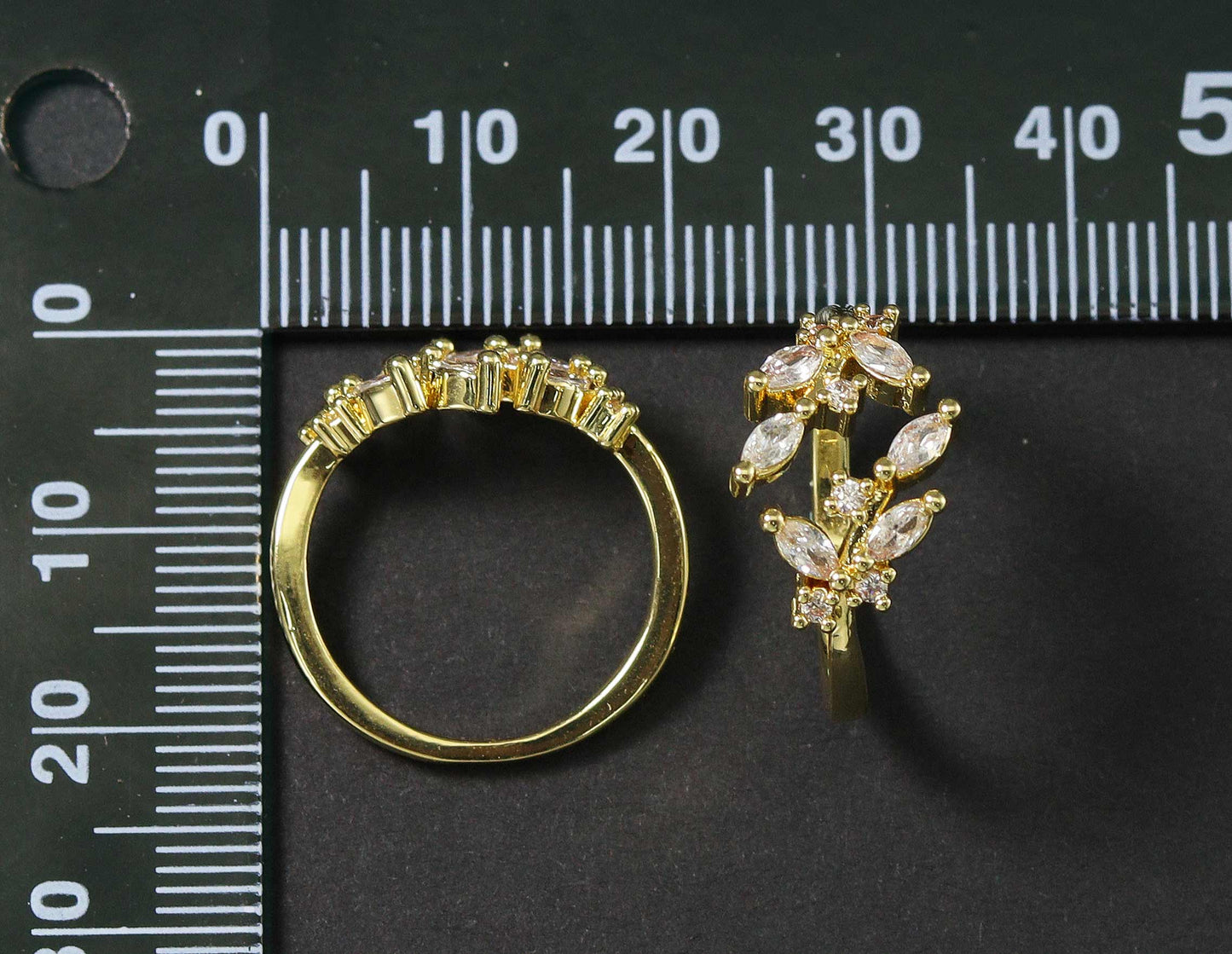 CZ Leaf Ring,Sku#X288