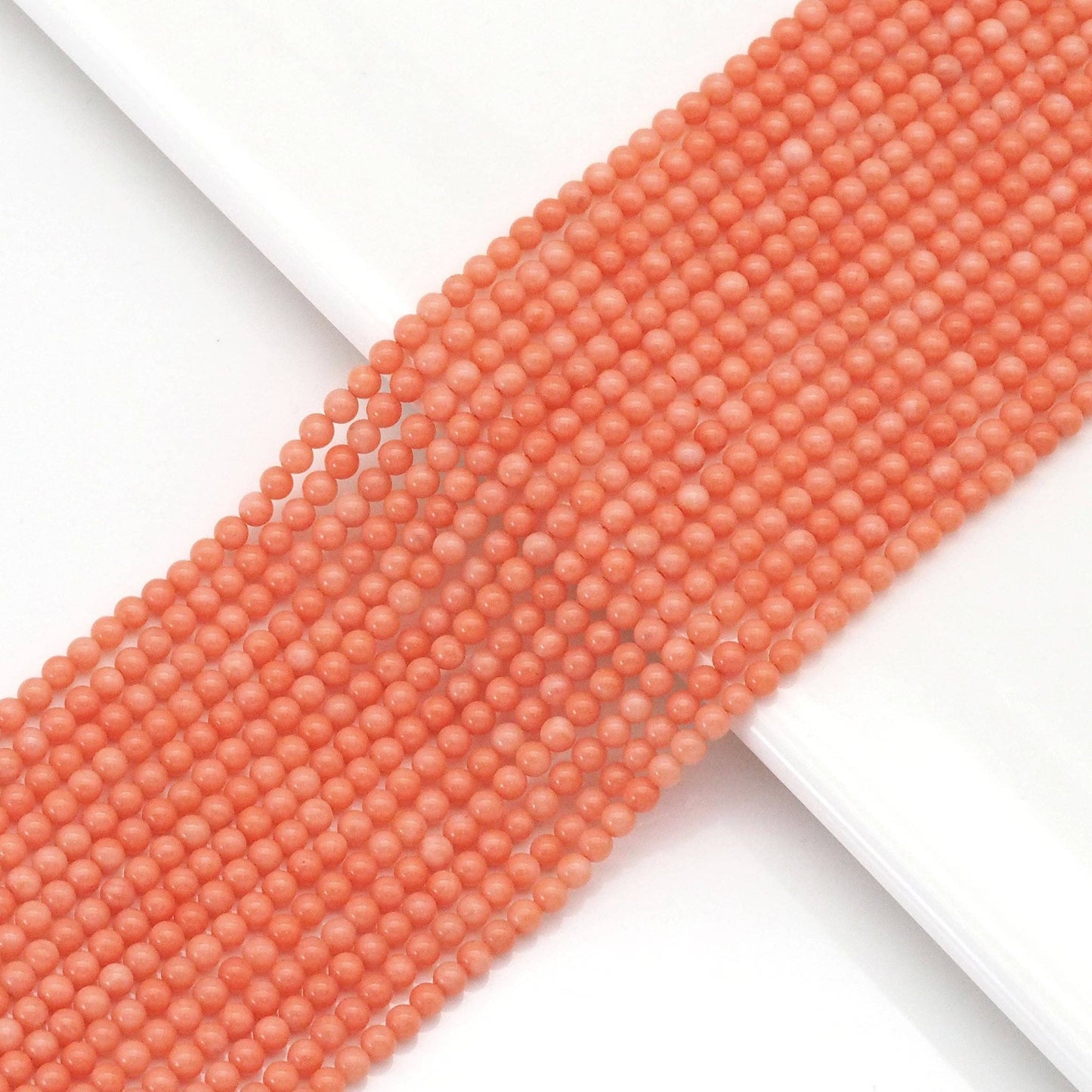 Natural Quality Orange Coral Round Smooth Beads, Sku#U1768