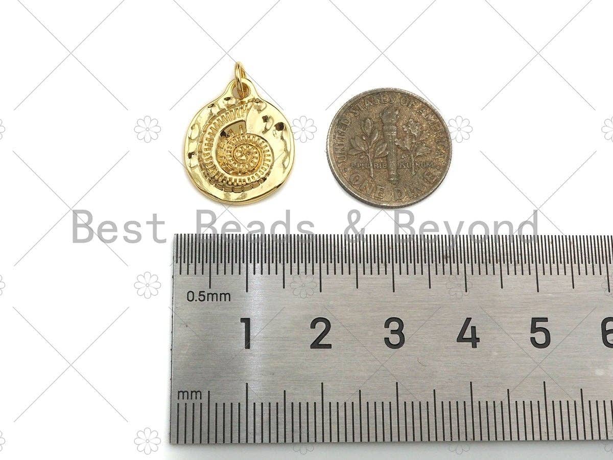 Conch Shell On Round Coin Pendant, Round Coin Conch Pendant Charm for Necklace Bracelet Making,16x19mm,sku#L360
