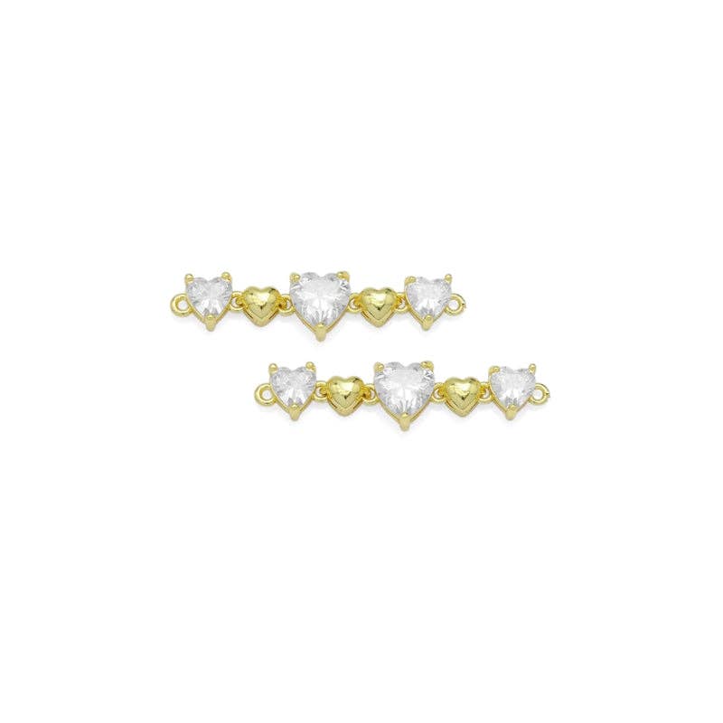 Heart CZ String Heart Connector Charm/ Necklace, Sku#LK944