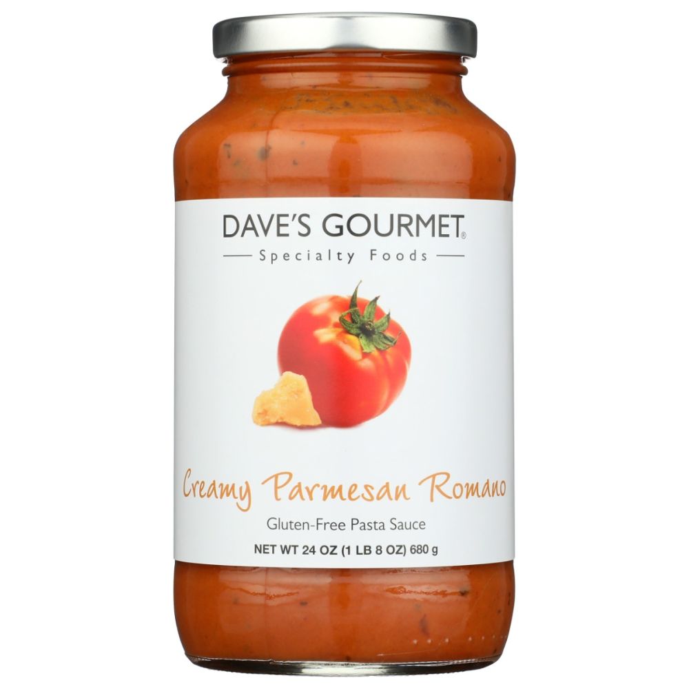 DAVES GOURMET: Creamy Parmesan Romano Pasta Sauce, 25 oz
