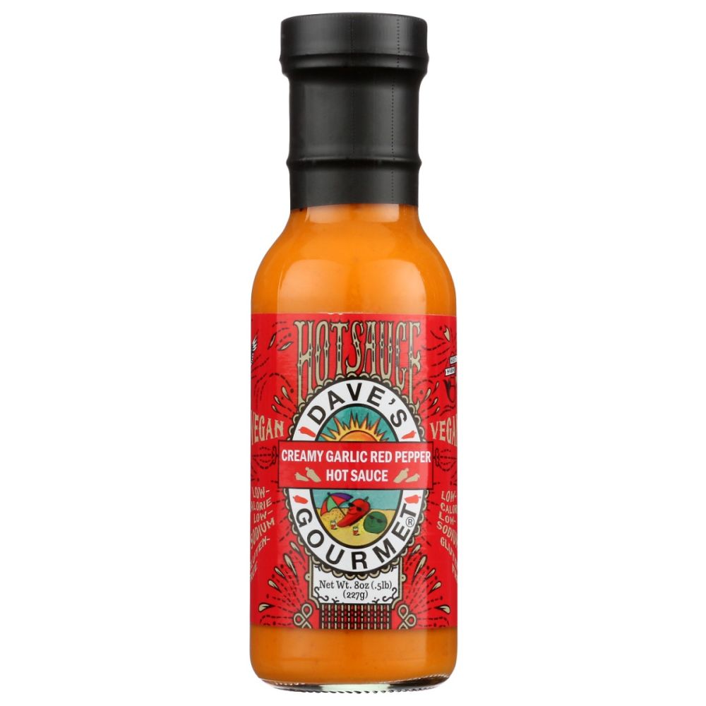 DAVES GOURMET: Creamy Garlic Red Pepper Hot Sauce, 8 oz