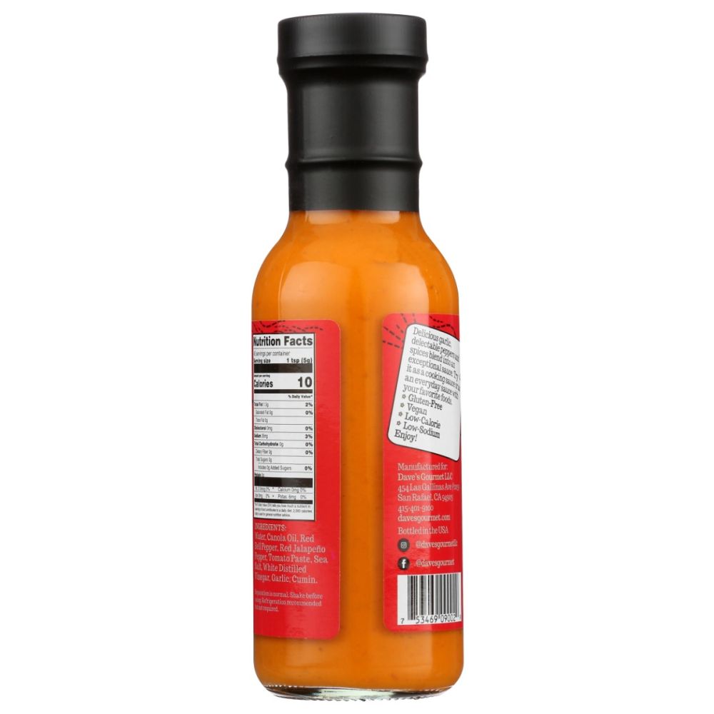 DAVES GOURMET: Creamy Garlic Red Pepper Hot Sauce, 8 oz