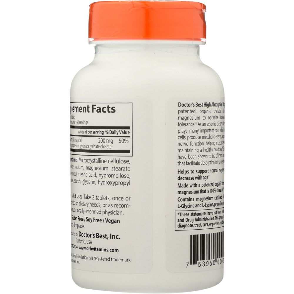 DOCTOR'S BEST: High Absorption Magnesium 100 mg, 120 tb