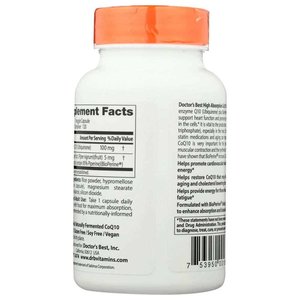 DOCTOR'S BEST: Hi Absorption Coq10 With BioPerine 100Mg, 120 vc
