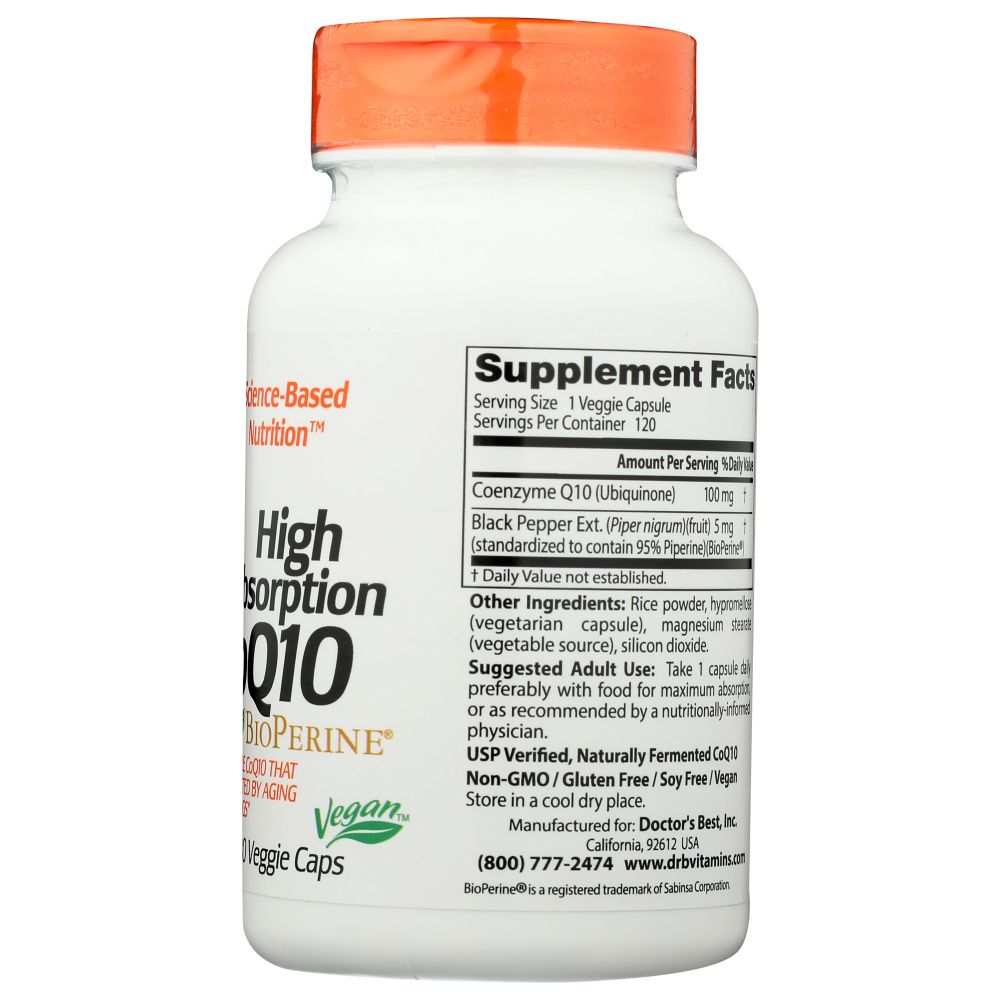 DOCTOR'S BEST: Hi Absorption Coq10 With BioPerine 100Mg, 120 vc