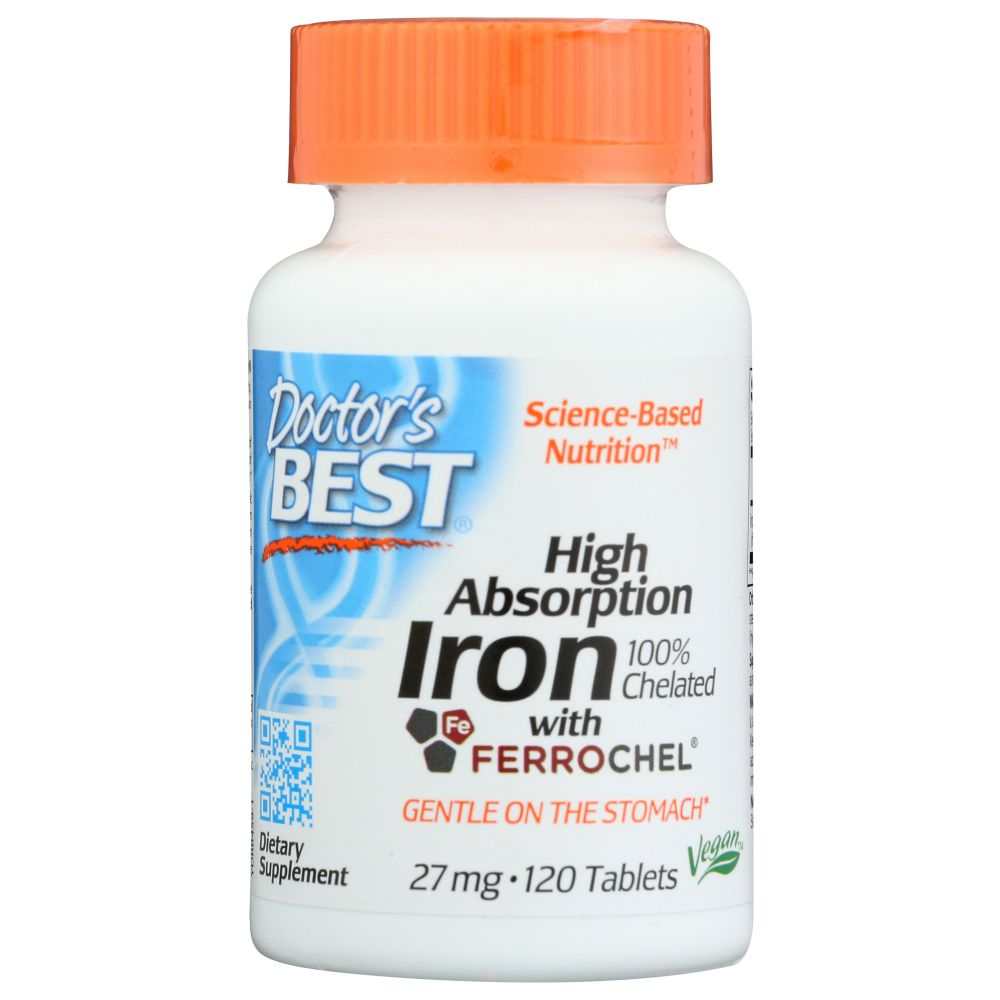 DOCTOR'S BEST: High Absorb Iron |120 Tablets |Optimal Iron Absorption